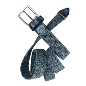 Tommy Bahama Belt Gray Stretch Webbing Black Leather Ends Mens Size XL 42 - 44